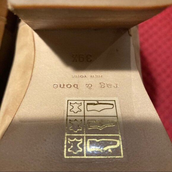 RAG & BONE Sz 39.5 Harrow Tan Suede & Leather Accent 3.5” Heel Ankle Booties - Picture 9 of 12